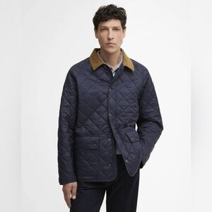 Barbour Canterdale Quilt Jacket Blue Large Blue Corduroy Collar Heritage Coat